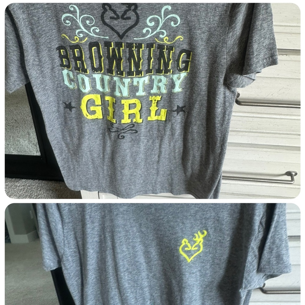Browning Gray Tee with Yellow and Aqua Country Girl Graphic
